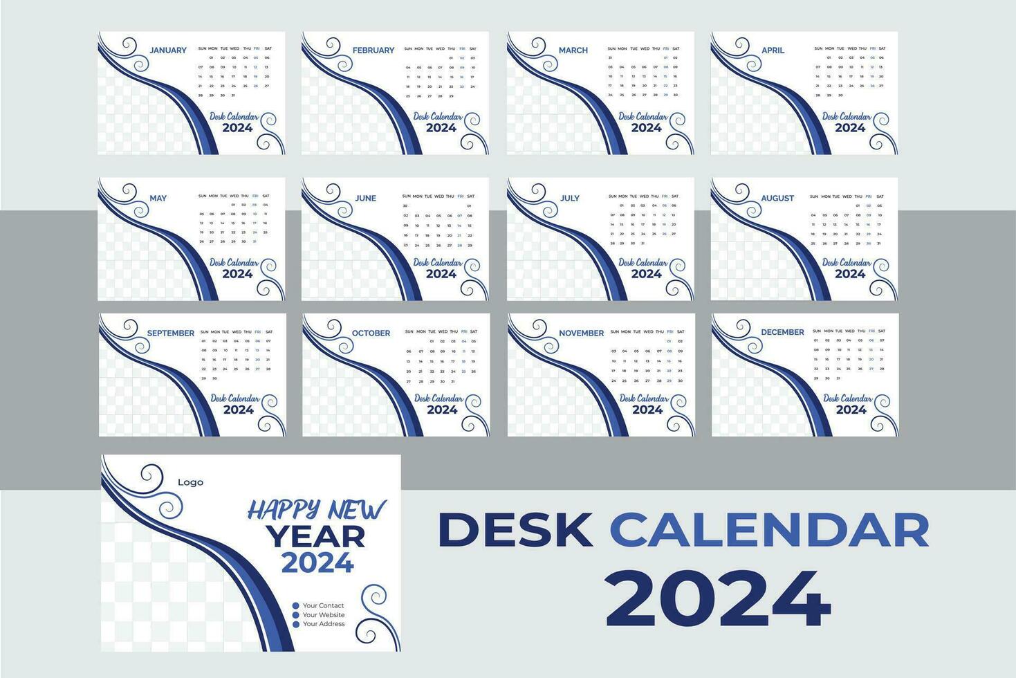 calendario diseño modelo para 2024 vector