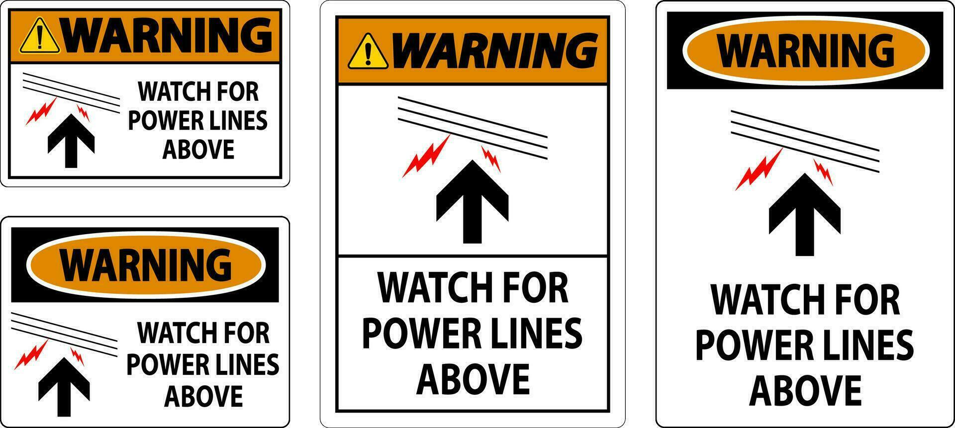 Warning Sign Watch For Power Lines Above vector