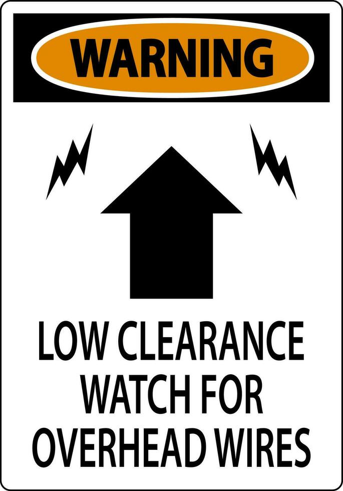 Warning Sign Low Clearance, Watch For Overhead Wires vector