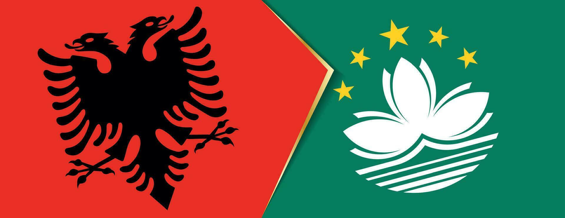 Albania and Macau flags, two vector flags.