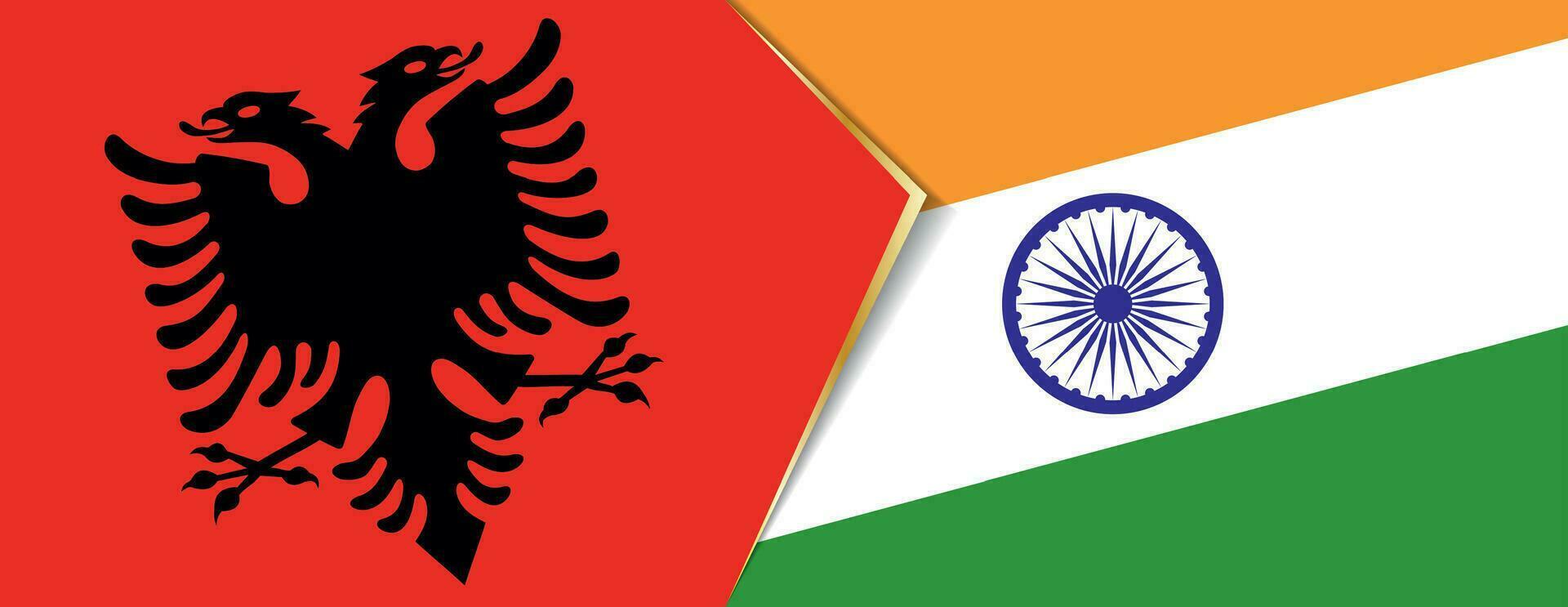 Albania and India flags, two vector flags.