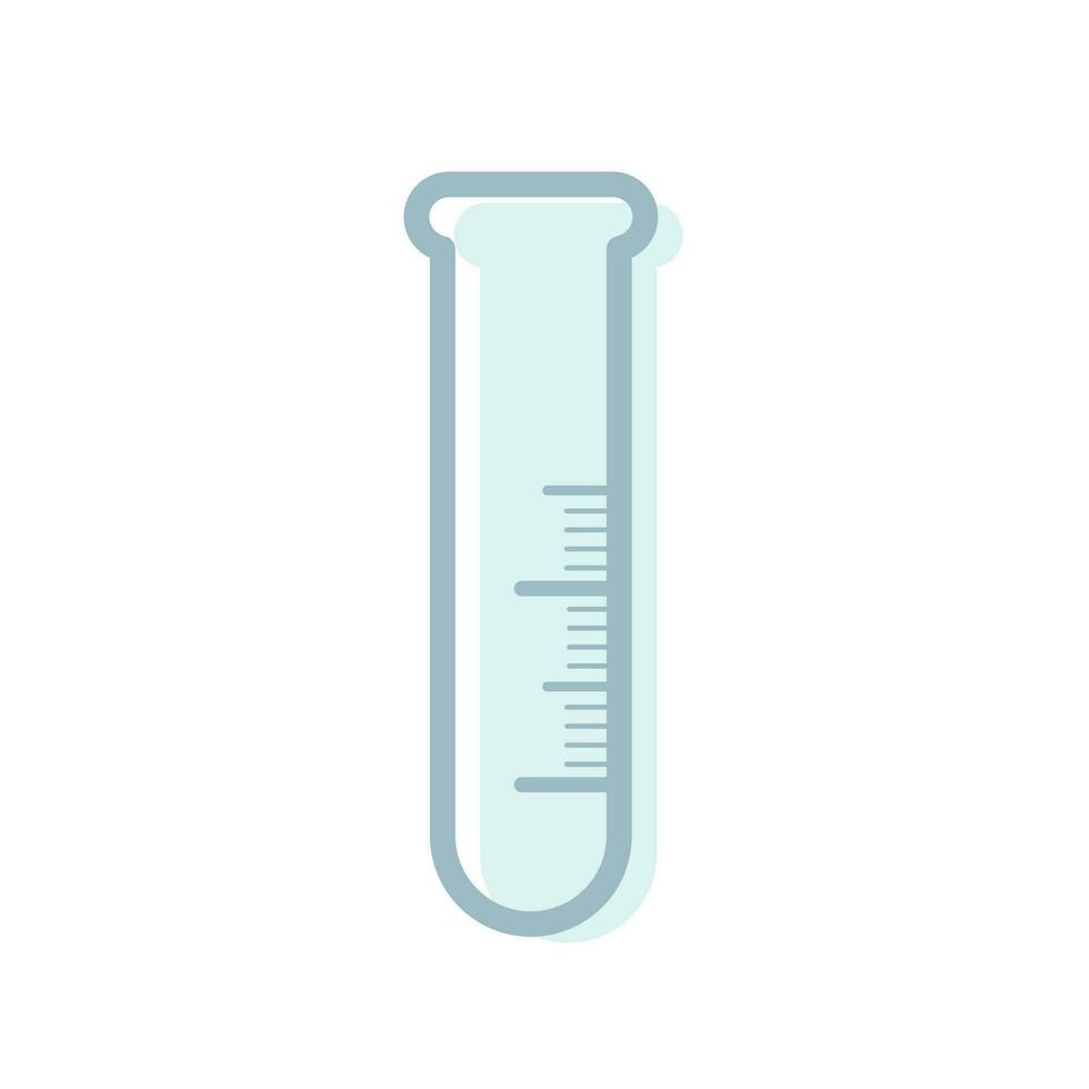 Empty Laboratory test-tube with scale illustration. Isolated vector flat element of Lab diagnostics and Chemical research