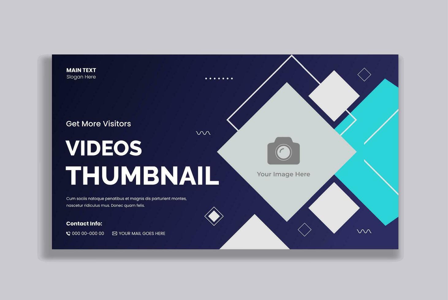 Video thumbnail design for opening video tutorials. Customizable thumbnail for live podcast and business webinar vector