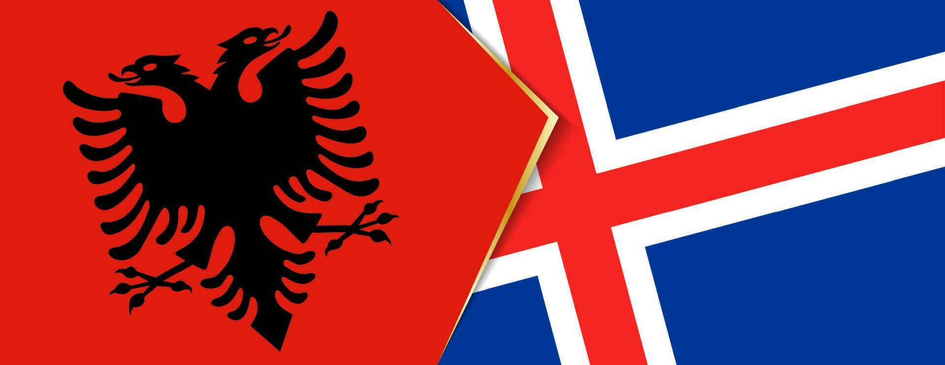 Albania and Iceland flags, two vector flags.