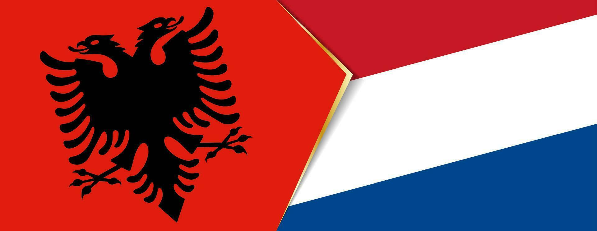 Albania y Países Bajos banderas, dos vector banderas