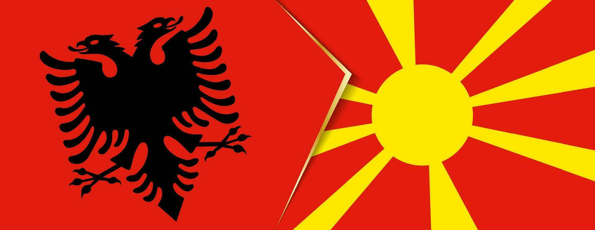 Albania and Macedonia flags, two vector flags.