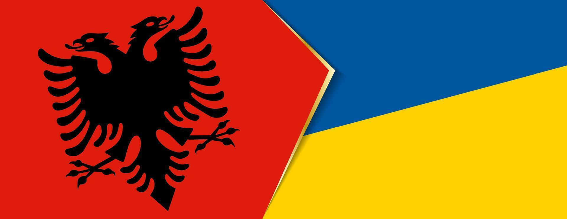 Albania y Ucrania banderas, dos vector banderas