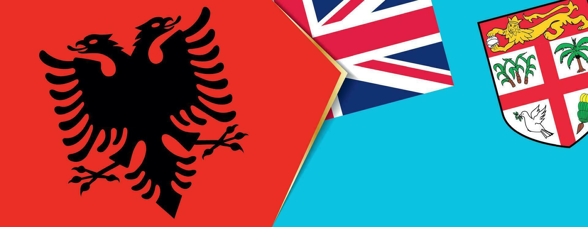 Albania and Fiji flags, two vector flags.