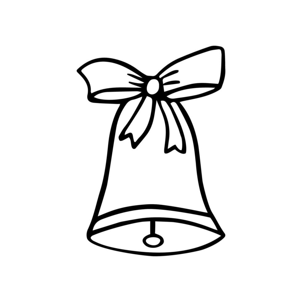 christmas bell cartoon vector illustration of doodle style. Isolated on white