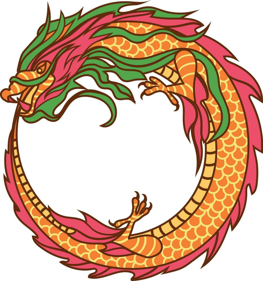 New Year Chinese Dragon Craft Template vector