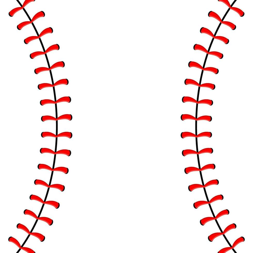 béisbol pelota puntadas, rojo cordón costura aislado en antecedentes vector
