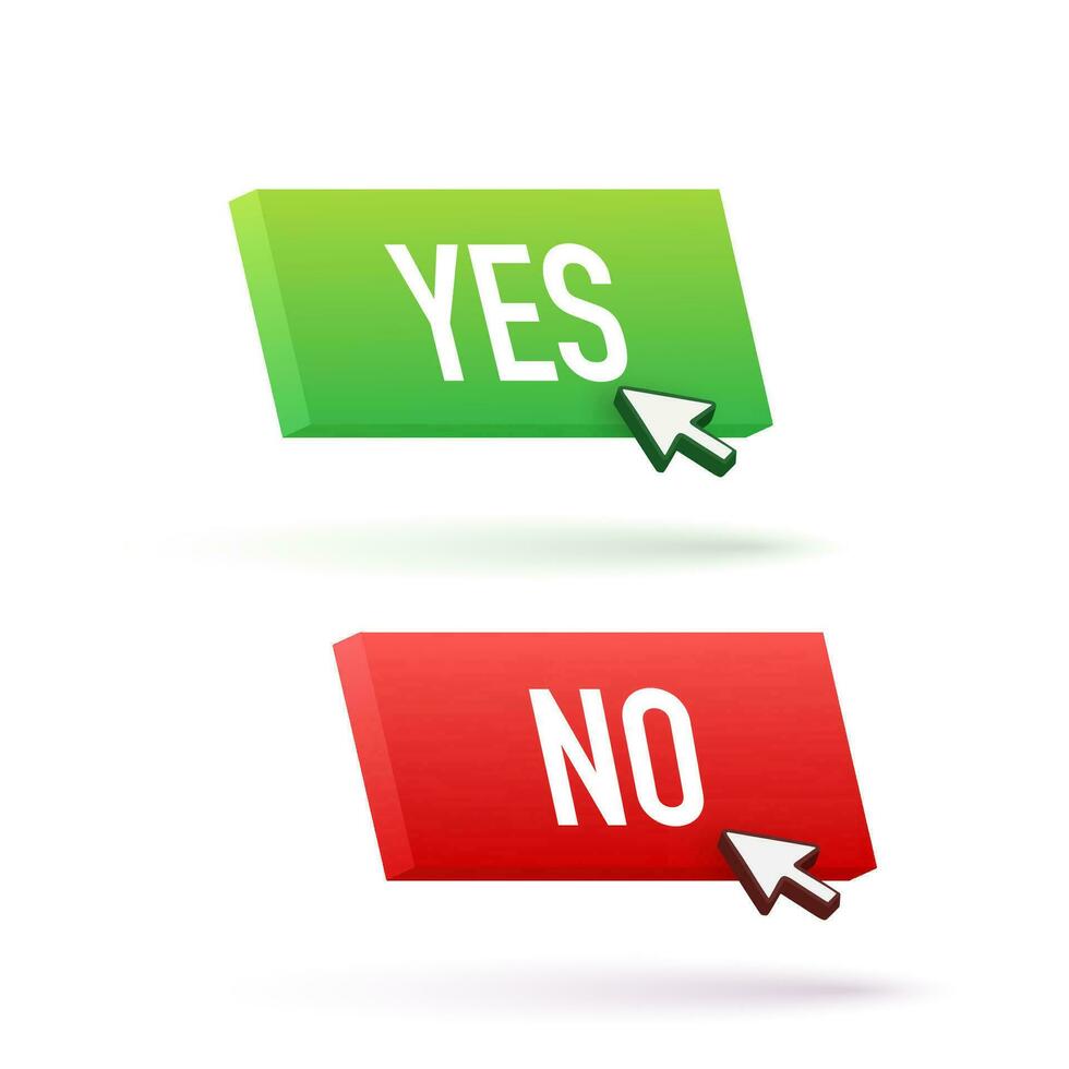 Yes and No button with coursor. Feedback concept. Positive feedback concept. Choice button icon. Vector stock illustration