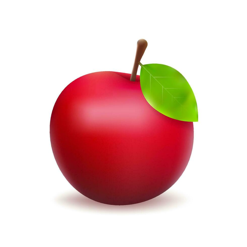 Vector stock illustration of detailed big shiny red apple