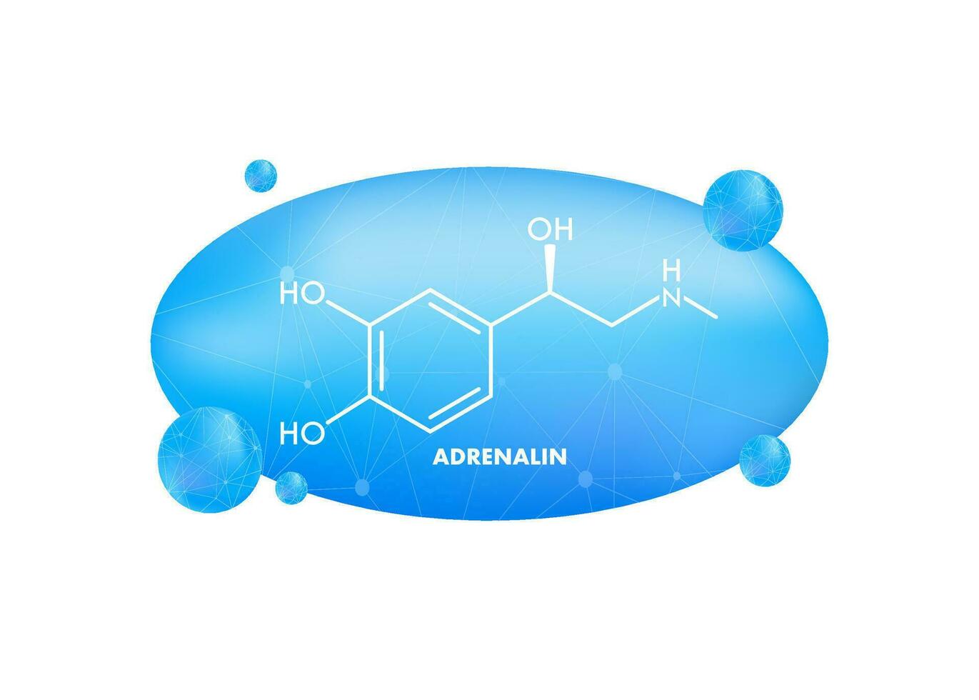 Adrenaline or adrenalin, epinephrine neurotransmitter molecule. Skeletal formula.Vector illustration. vector