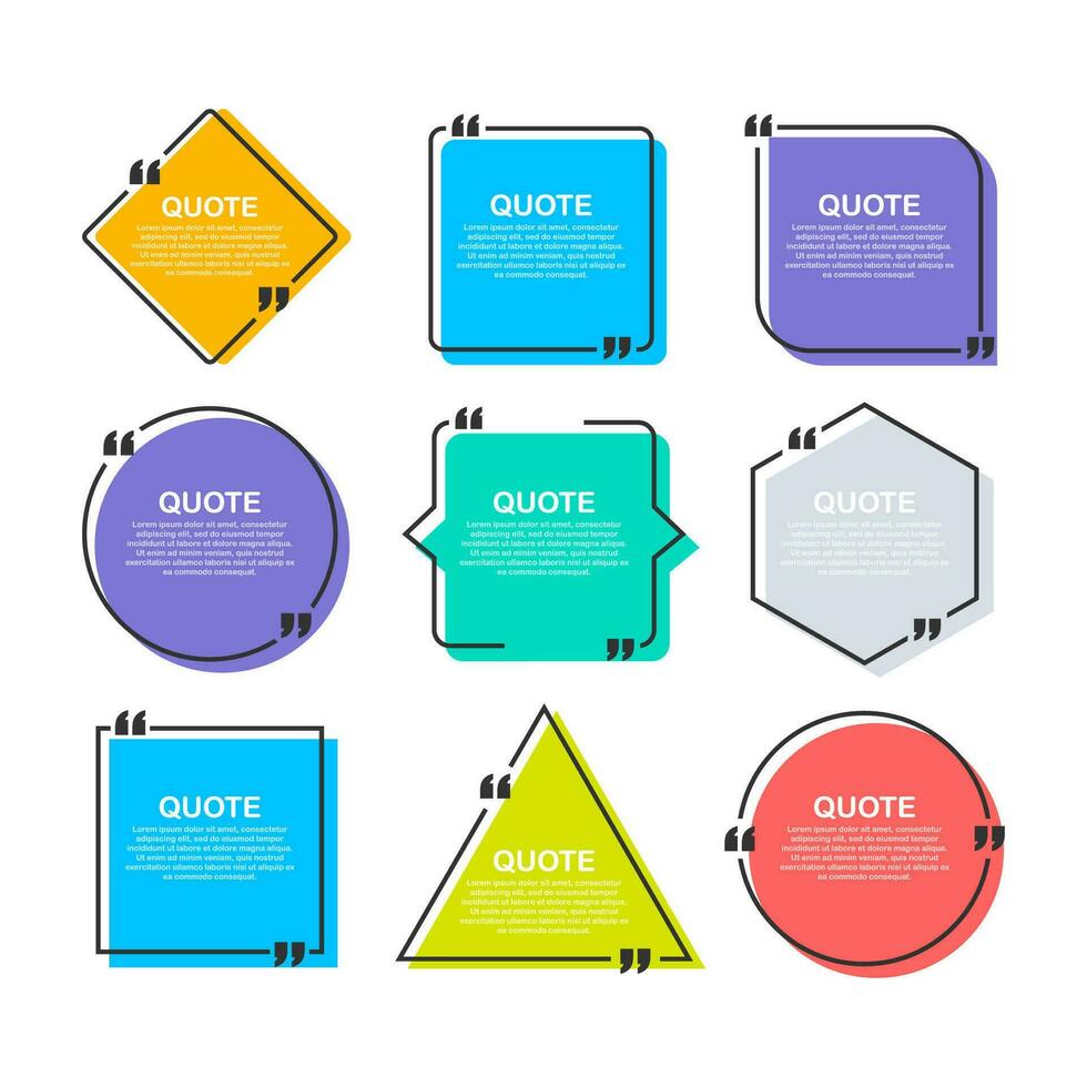 Set Quote frames. Blank template with print information design quotes. Vector stock illustration