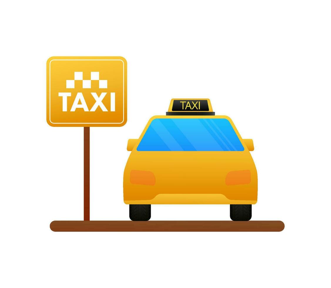 Taxi car. Taxi service. Street traffic, parking Vector stock illustration
