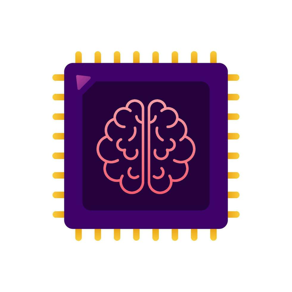 Brain. Digital brain in hand. Neural network. IQ testing. Brainstorm think idea. Vector stock illustration
