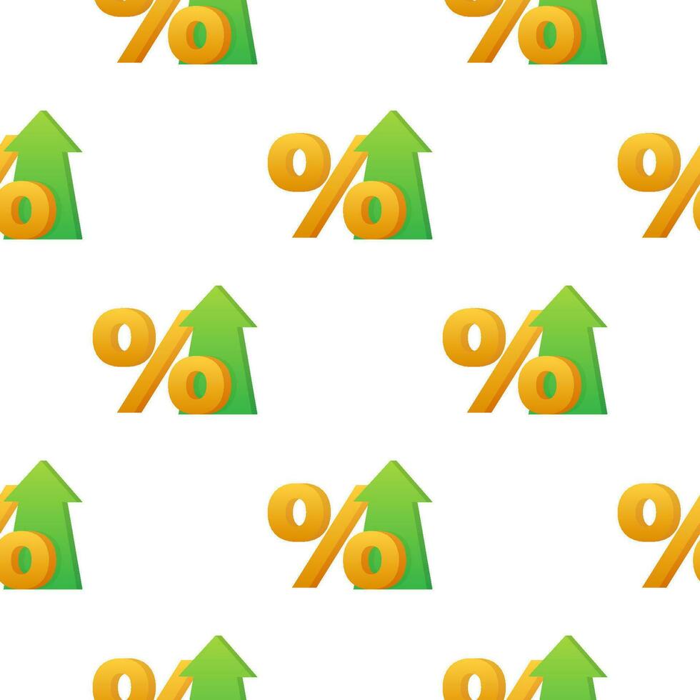 Percentage with arrow up pattern. Banking, credit, interest rate. Vector stock illustration