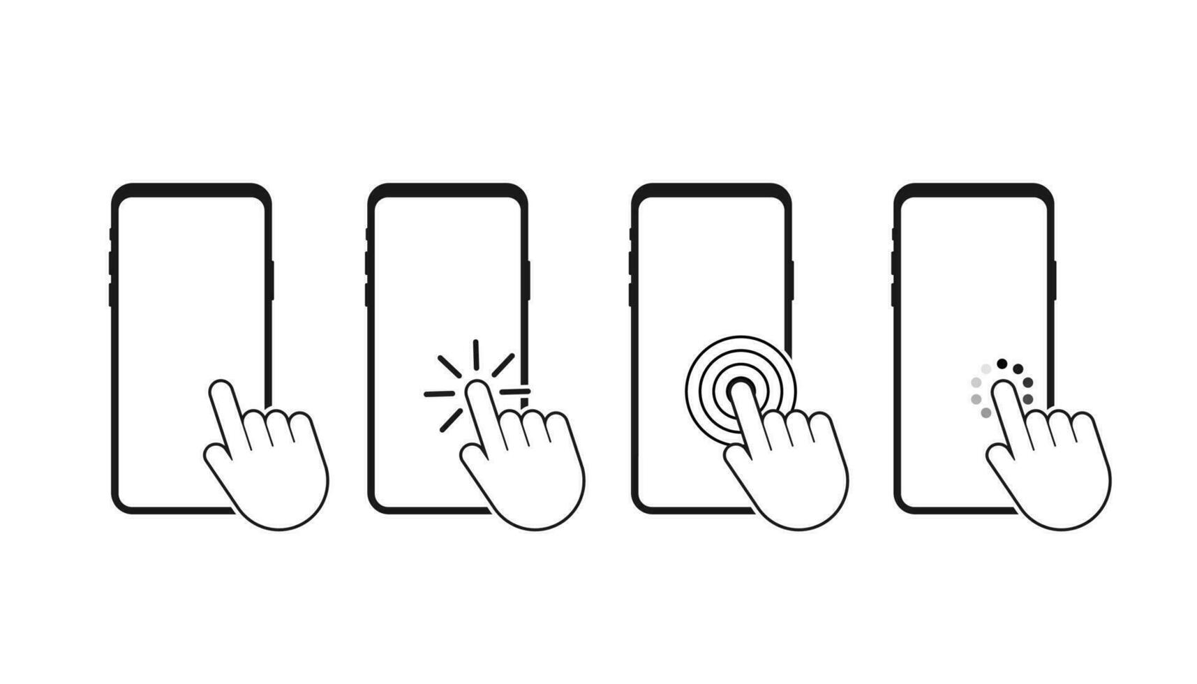 Click smartphone. Empty screen, phone mockup. Device mockup. Cursor icon vector. Hand pointer vector stock illustration