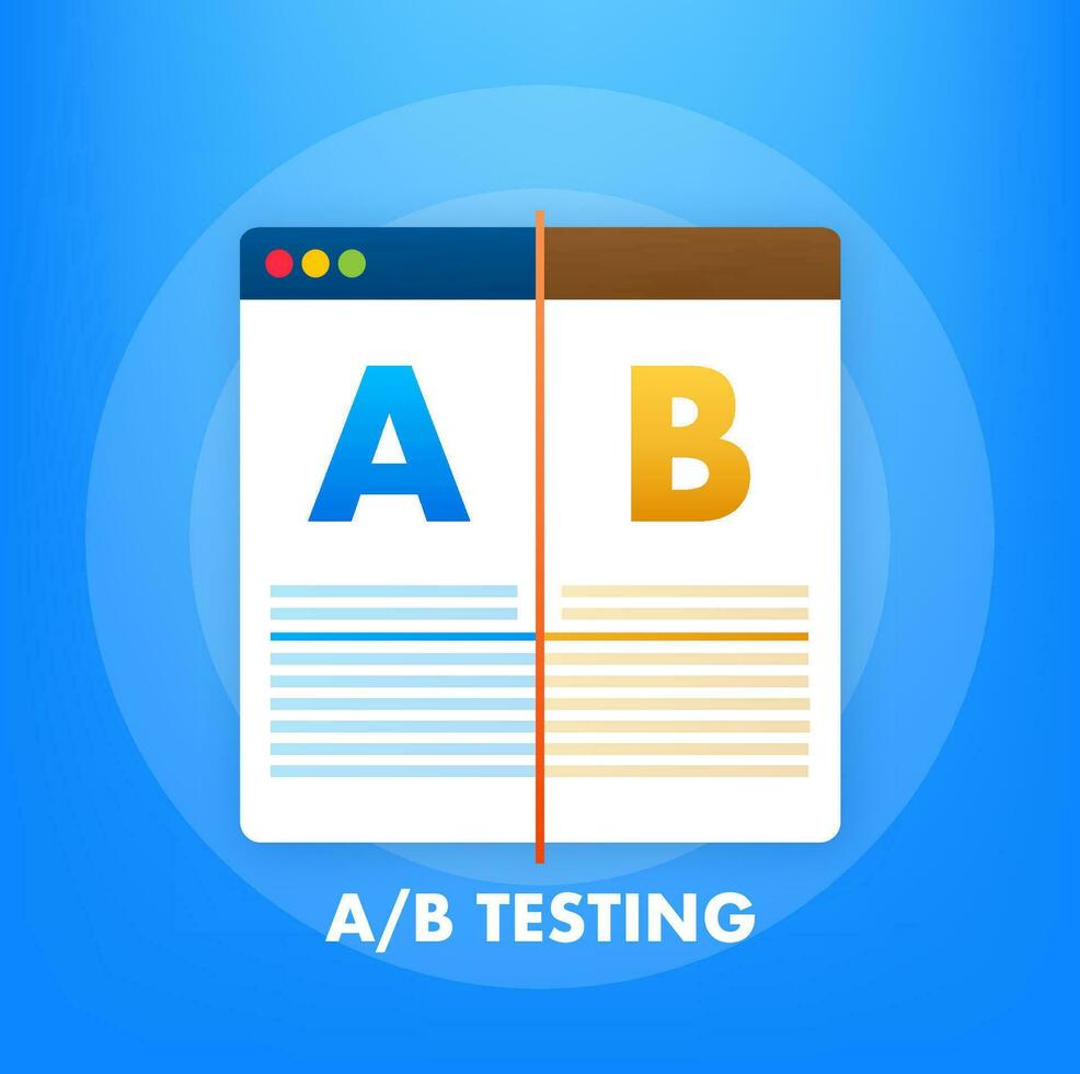 AB testing, split test. Bug Fixing, User Feedback. Homepage landing page template. Vector stock illustration