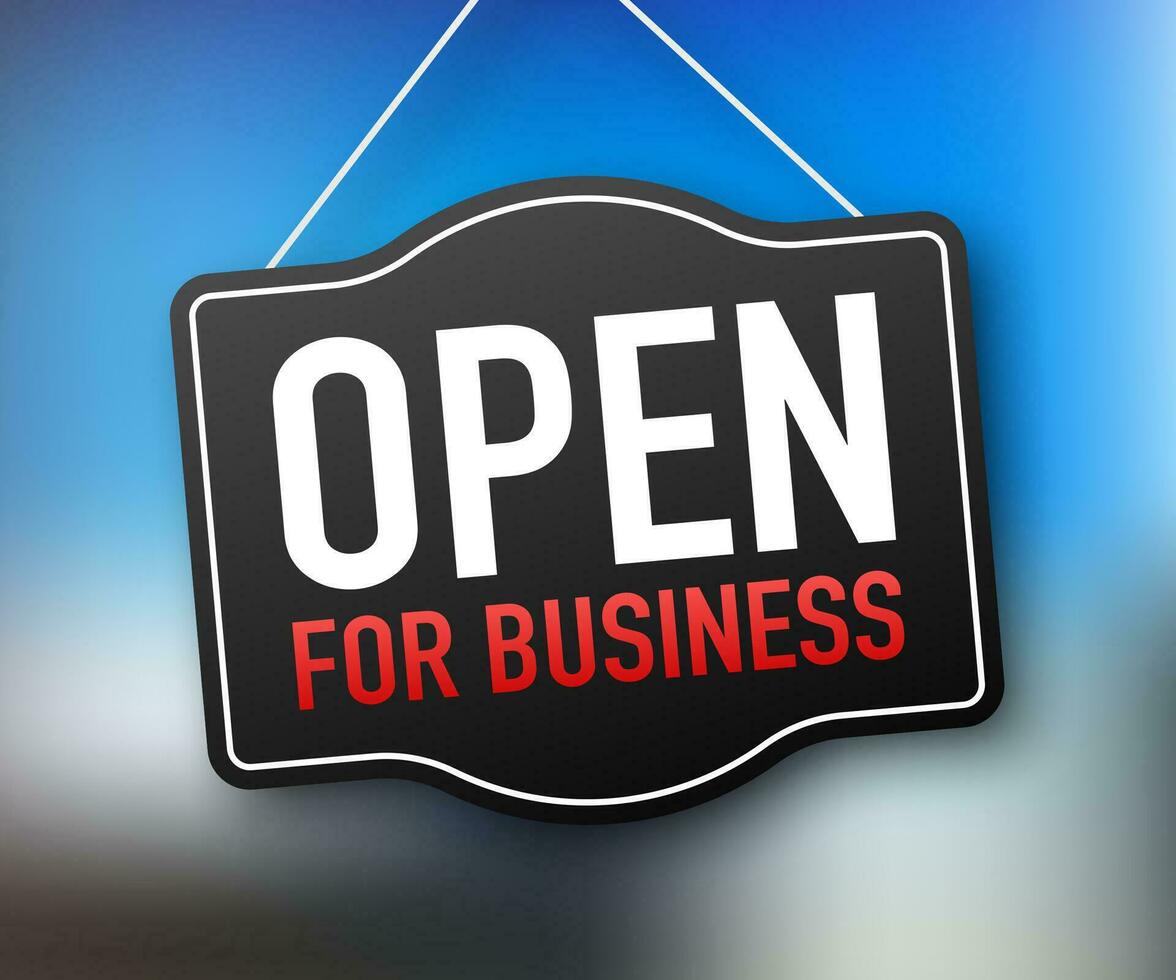 Open for business sign. Flat design for business financial marketing banking advertisement office people life property stock fund commercial background in minimal concept cartoon illustration. vector