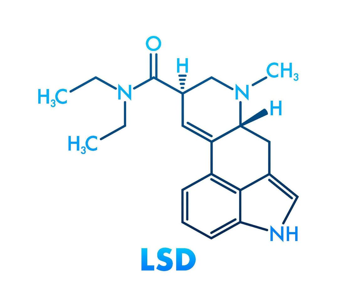 LSD fórmula. LSD lisérgico ácido dietilamida fármaco fórmula. vector