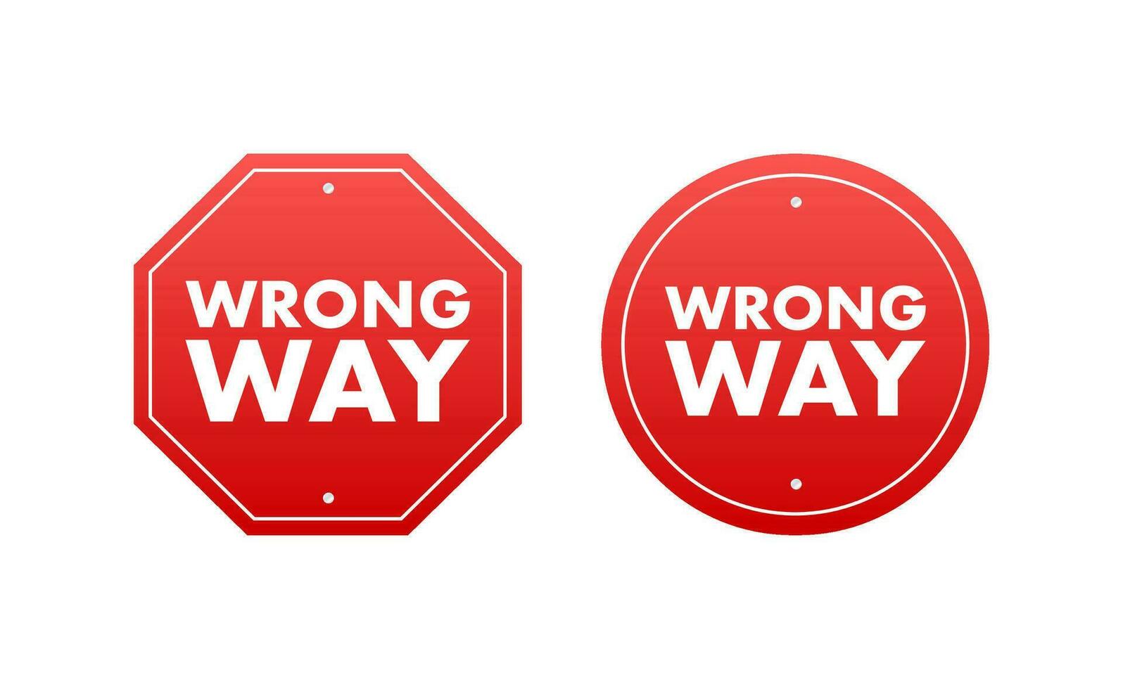 Red wrong way. Cartoon flat vector illustration.