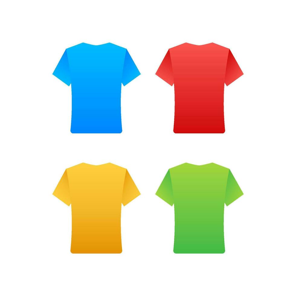 Color T shirts front view vector set isolated. Vector illustration.