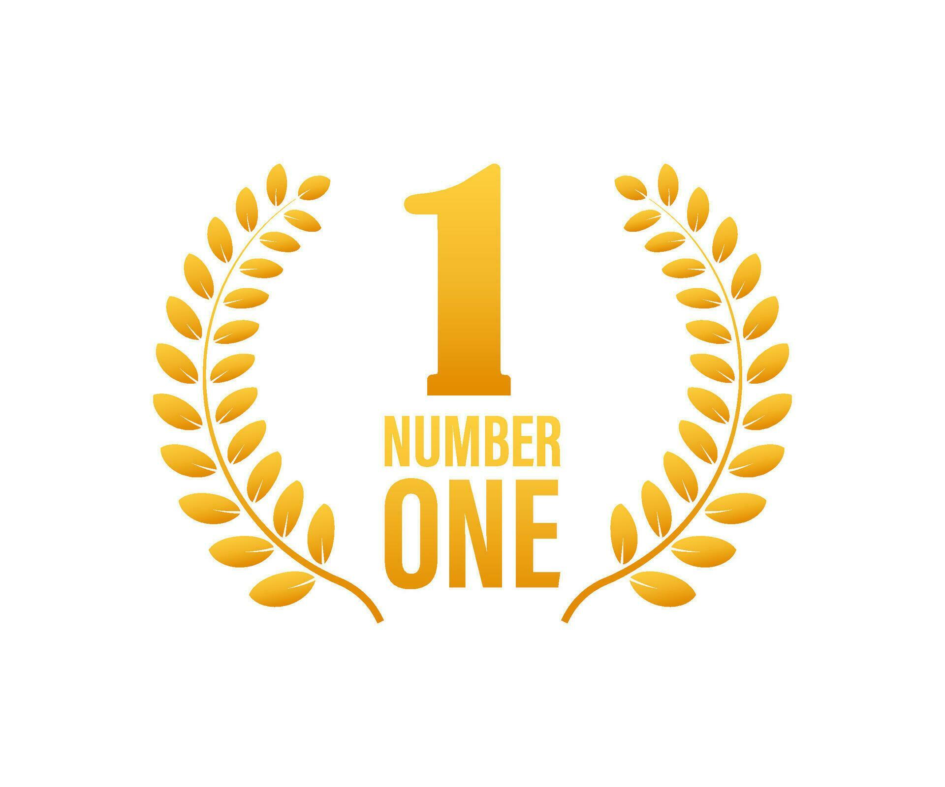 Number one for game design. Award ribbon gold icon number. Contest