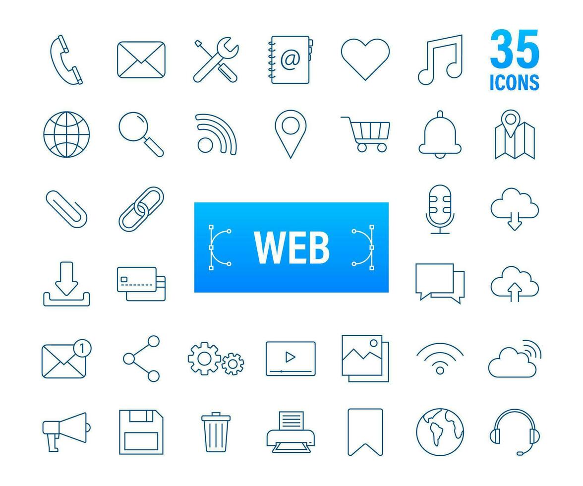 Web icon set. Business. Email icon. Video chat. Vector stock illustration
