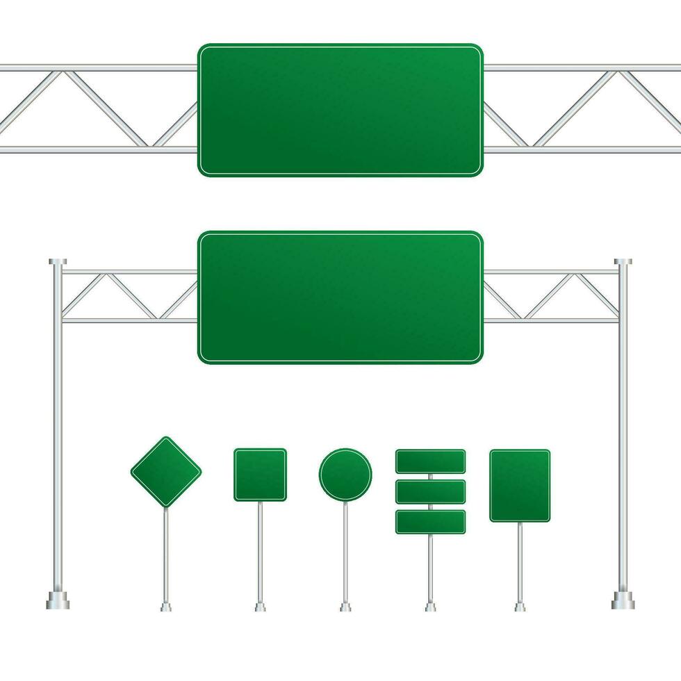 Set of road signs isolated on transparent background. Vector stock illustration.