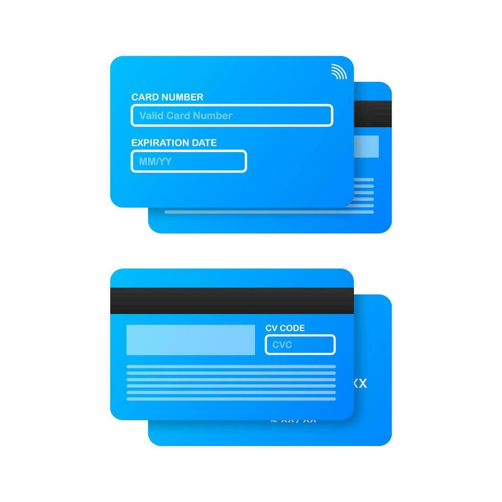 Business card with pay details for web page design. Online shopping. Credit card. Online store. Vector stock illustration