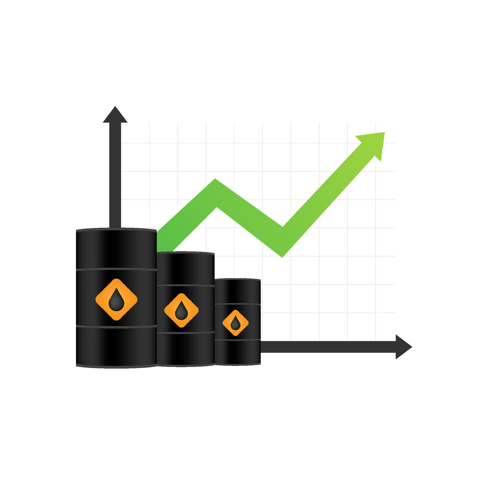 Increasing Price of Oil on white background. Vector illustration