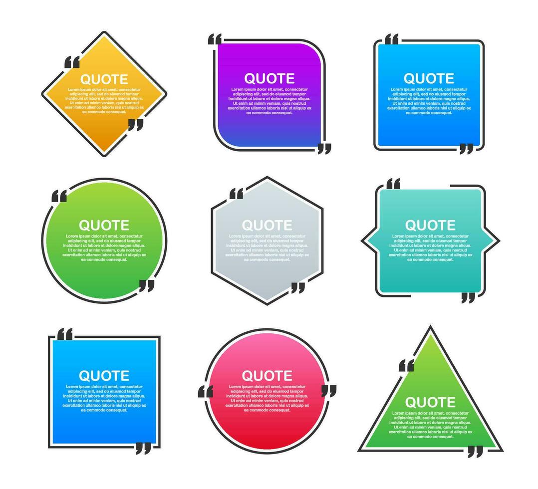 Set Quote frames. Blank template with print information design quotes. Blank template quote. Vector stock illustration