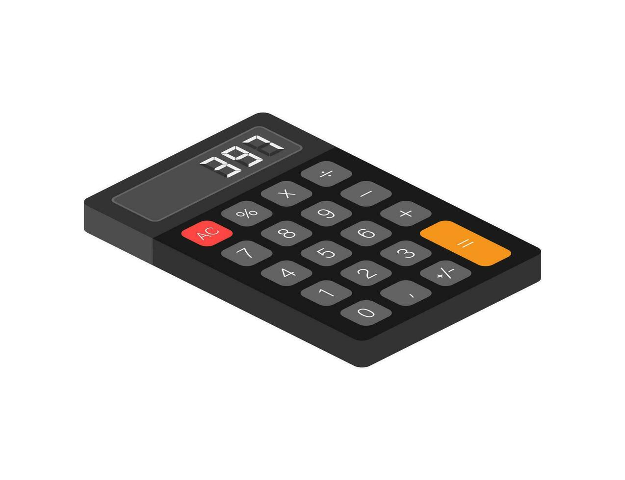 Black calculator white background. Modern design. Electronic portable calculator. Vector stock illustration