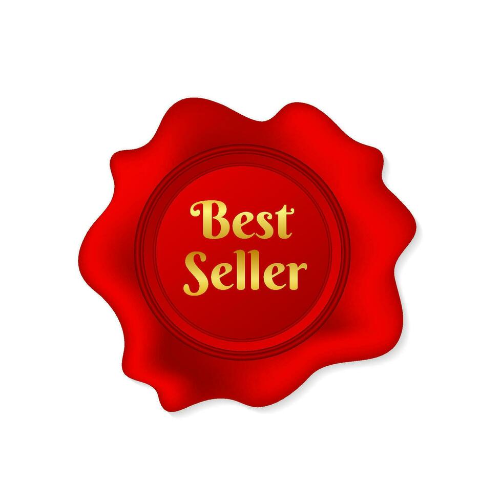 Wax seal Best seller on white background. Vector stock illustration