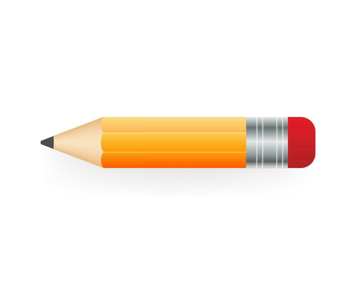 amarillo realista lápiz con sombra. vector ilustración aislado en blanco antecedentes