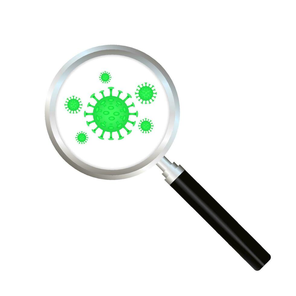 Bacteria and virus under the magnifying glass. Vector stock illustration