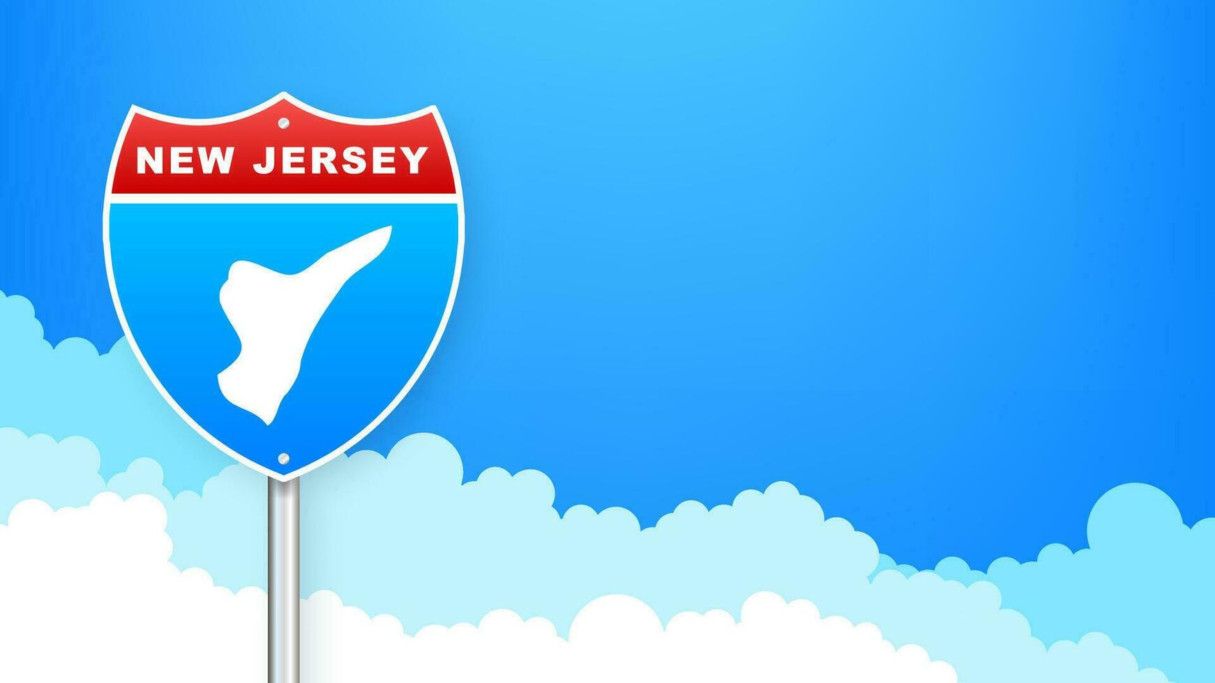 New Jersey map on road sign. Welcome to State of New Jersey. Vector illustration