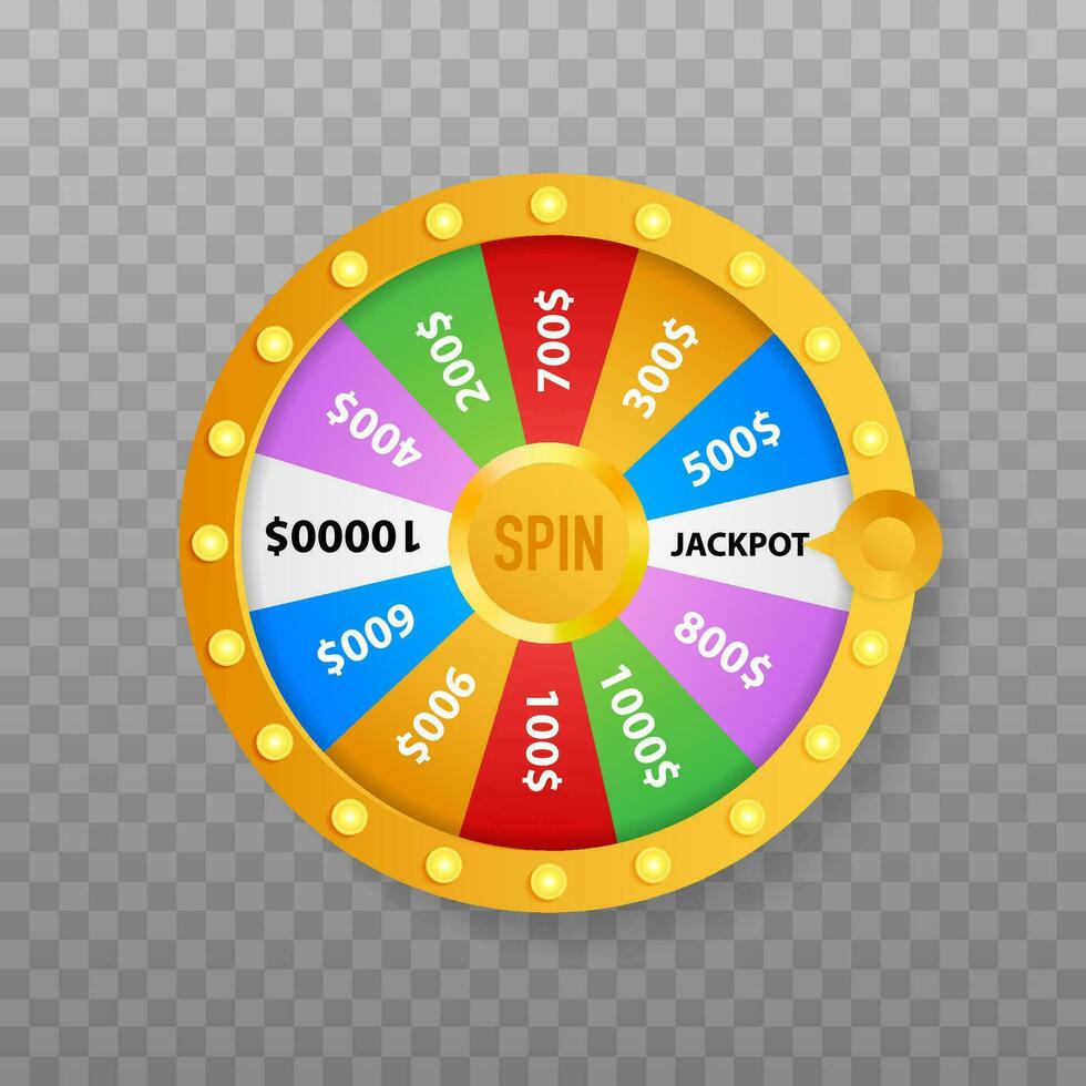 ruleta 3d fortuna. rueda fortuna para juego y ganar bote. en línea casino concepto. Internet casino marketing. vector ilustración.