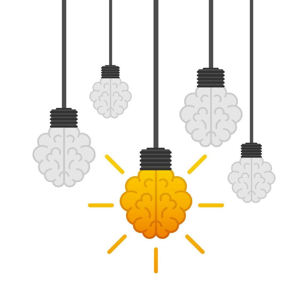 Light bulb idea and money on scales. Vector stock illustration.