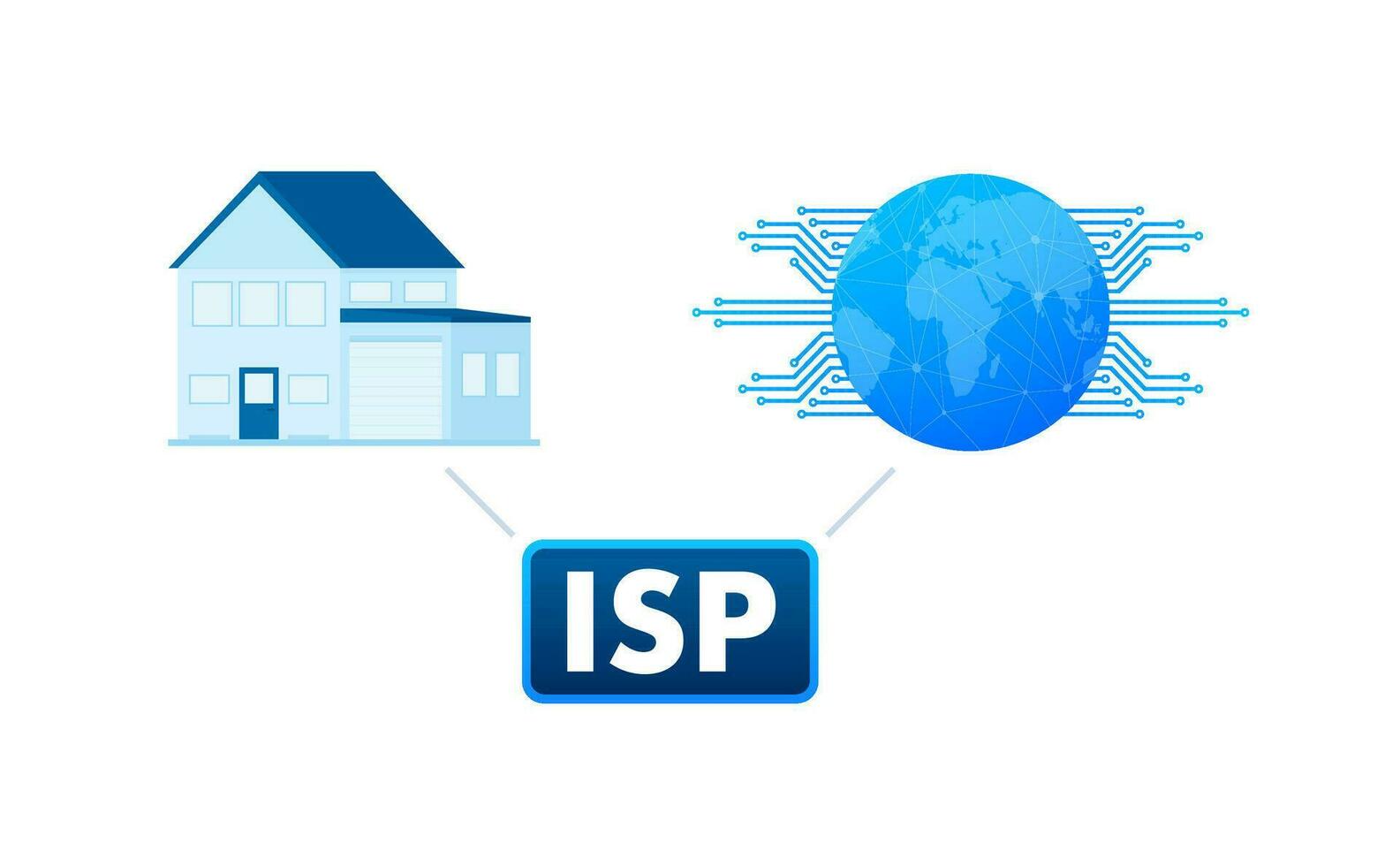 ISP   Internet Service Provider. Company that provides web access. Vector stock illustration
