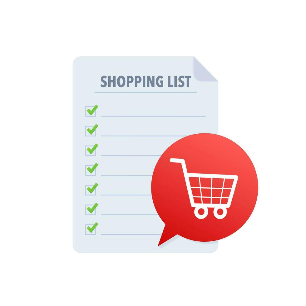 Shopping list flat icon. Vector stock illustration