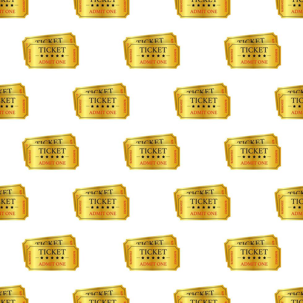 Realistic golden show ticket pettern. Vector illustration