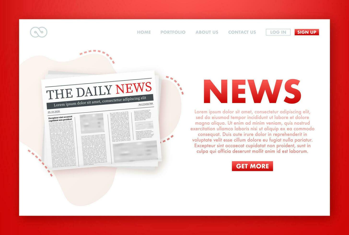 Vector mock up of a blank daily newspaper. Fully editable whole newspaper in clipping mask. Vector stock illustration.