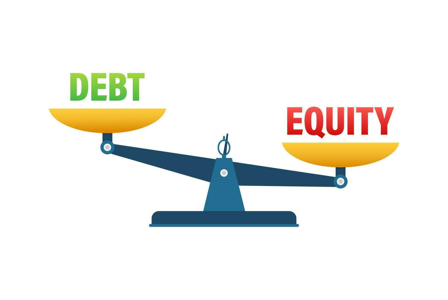 Debt and equity balance on the scale. Balance on scale. Business Concept. Vector stock illustration