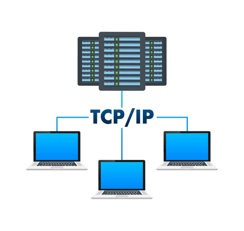 TCP IP   Transmission Control Protocol. Internet Protocol. Vector stock illustration