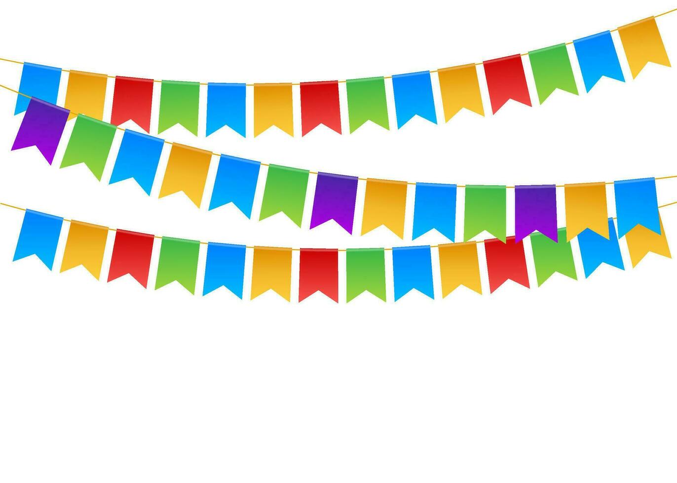Birthday party invitation banners. Set of flag garlands. Vector stock illustration
