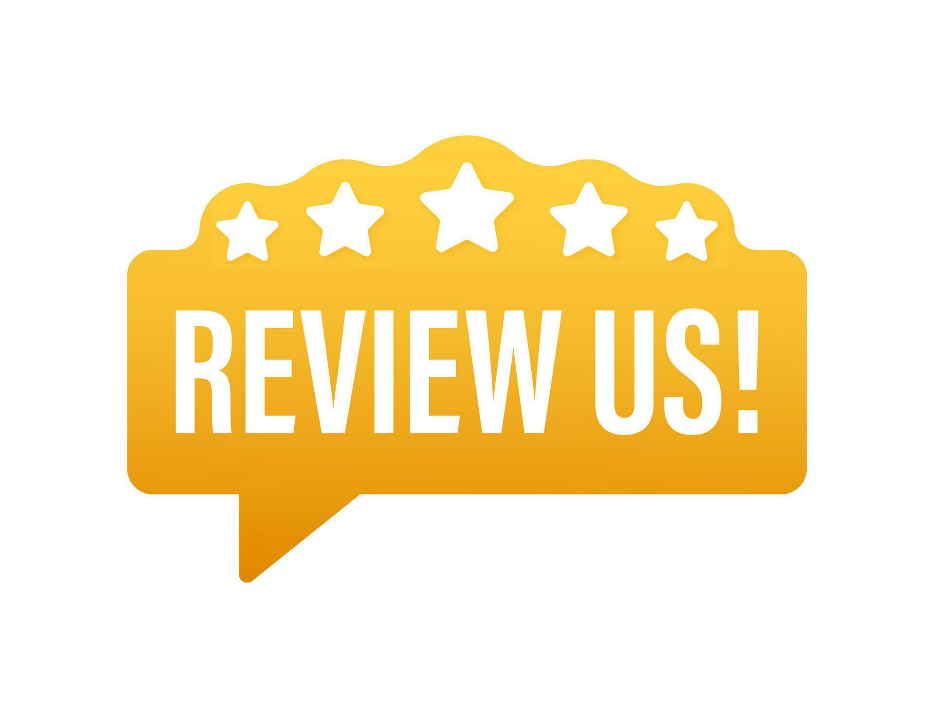 Review us. User rating concept. Review and rate us stars. Business ...