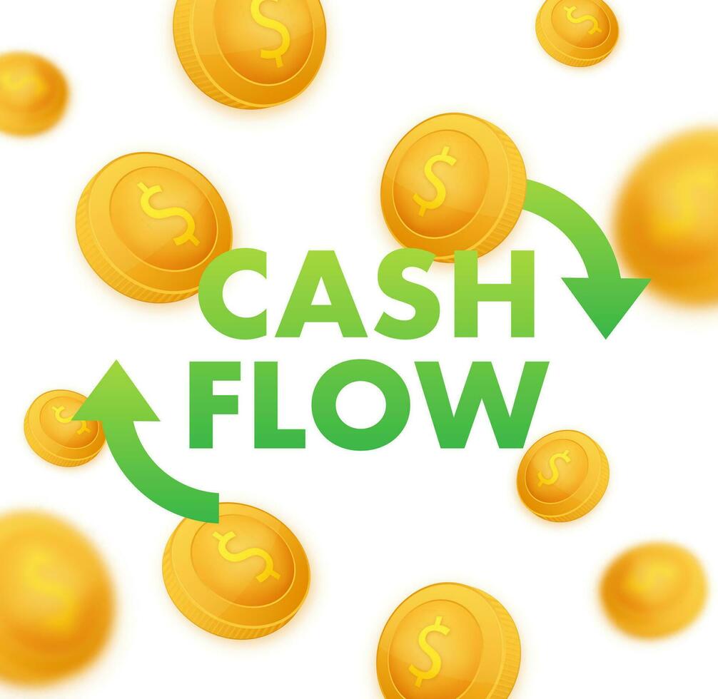 Cash flow. Dollar bill. Investment fund flow. Currency exchange. Vector stock illustration